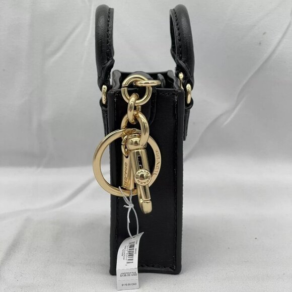 NEW COACH North/South Mini Tote Bag Charm In Signature Canvas Brown/Black - Picture 11 of 14